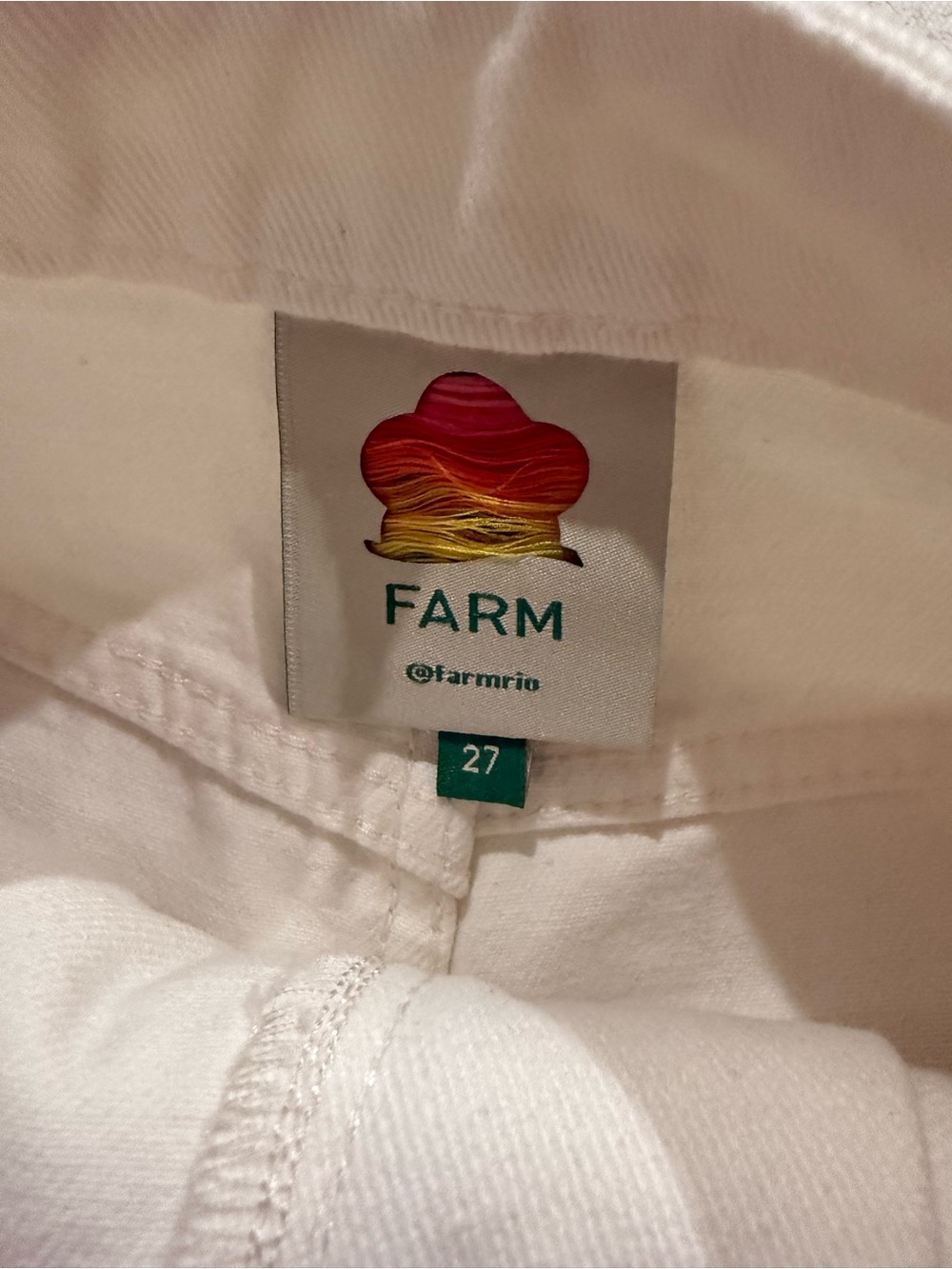 Farm Rio Crochet Detail Cotton Denim Shorts White Size 27 D92 - Picture 2 of 5
